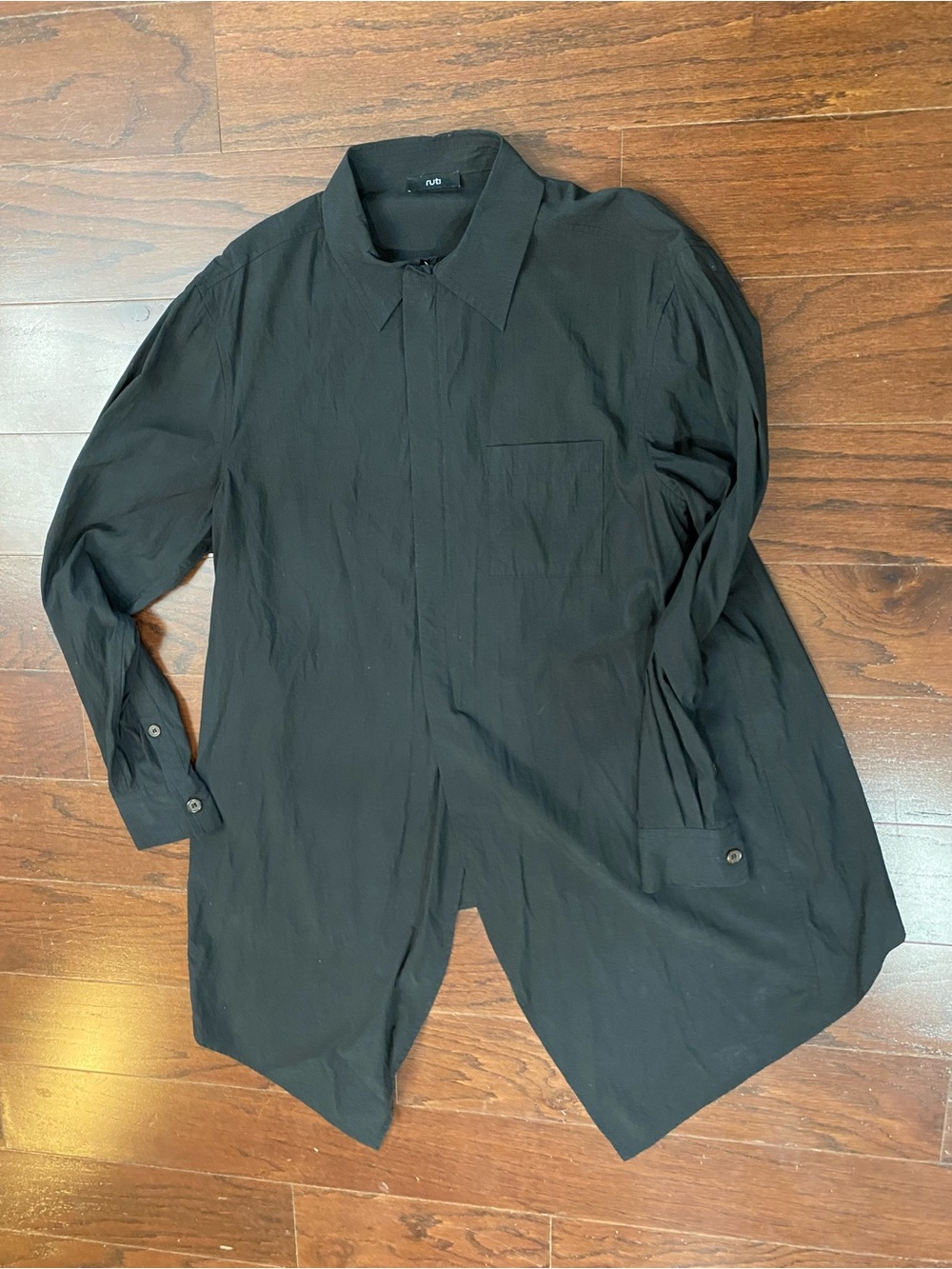 RUTI Minimalist Lagenlook Oversize Tunic Zip Up Blouse Size M/L Asymmetrical